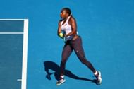 Coco Gauff practicing ahead of the Australian Open